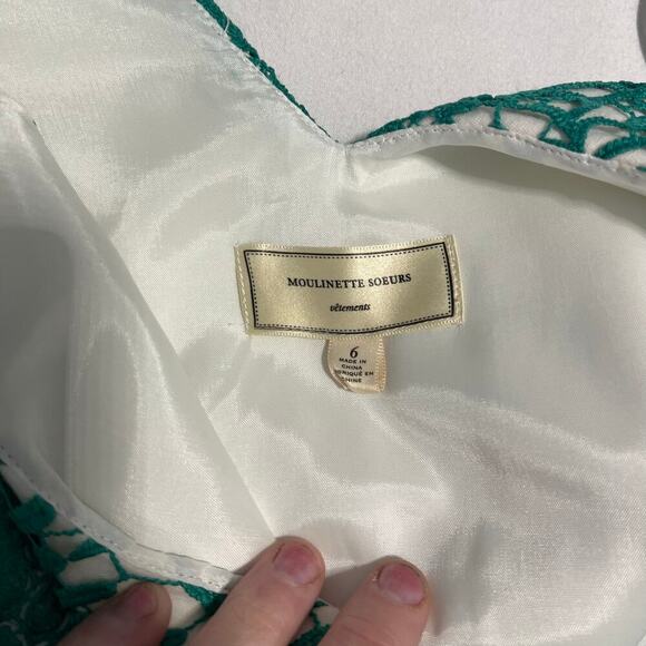 Anthropologie moulinette soeurs arbor green lace overlay dress size 6 - Picture 9 of 10